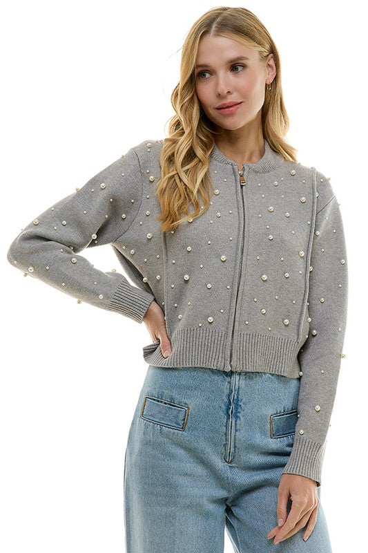 Zip Up Pearl Sweater