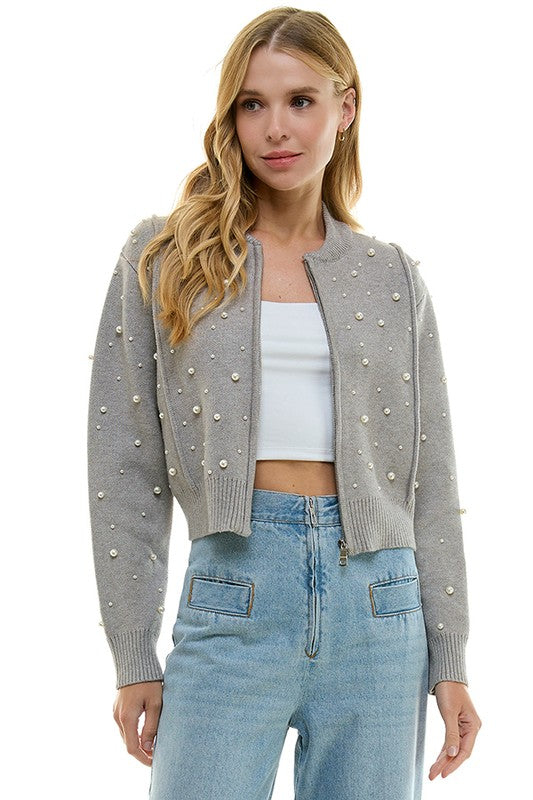 Zip Up Pearl Sweater