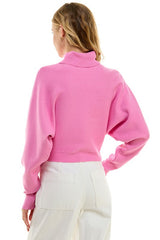 Embellished Turtleneck Sweater (Ivory, Pink)