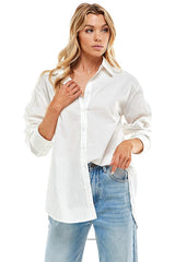 Oversized Button Up Shirt (Magenta, White)