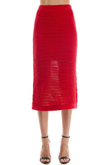 Crochet Midi Skirt (Black, Red)