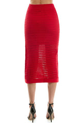 Crochet Midi Skirt (Black, Red)