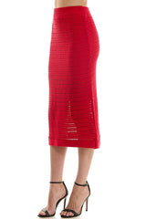 Crochet Midi Skirt (Black, Red)