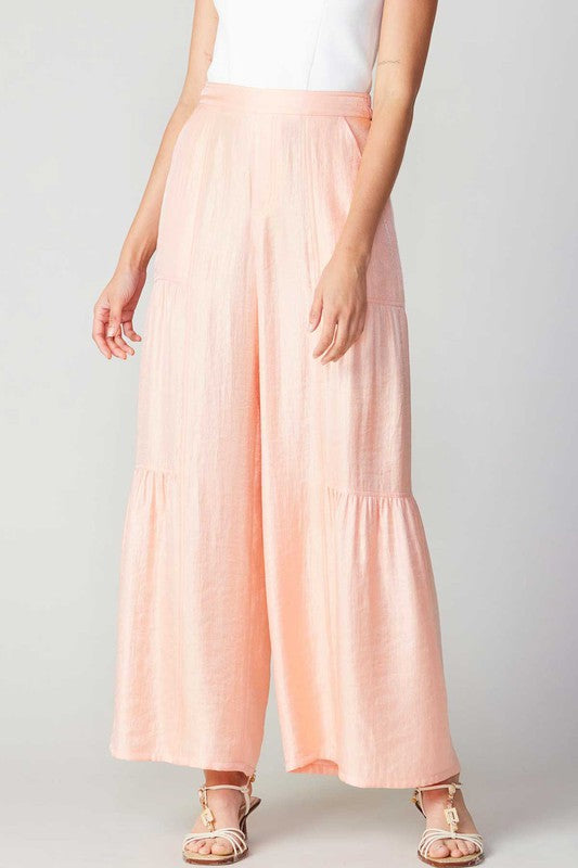 Apricot Tiered Wide Leg Pants