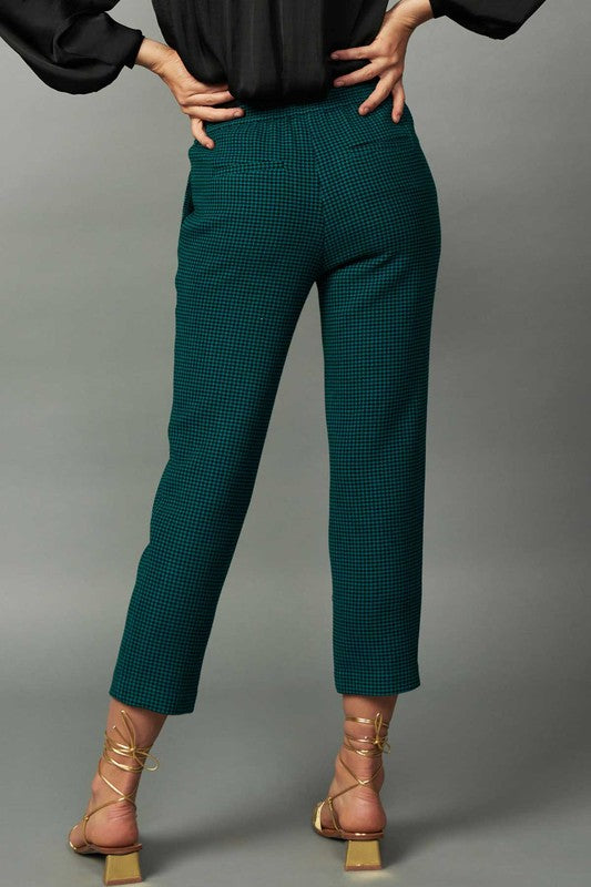 Houndstooth Back Elastic Straight Leg Pant