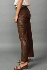 Faux Leather Straight Leg Pants