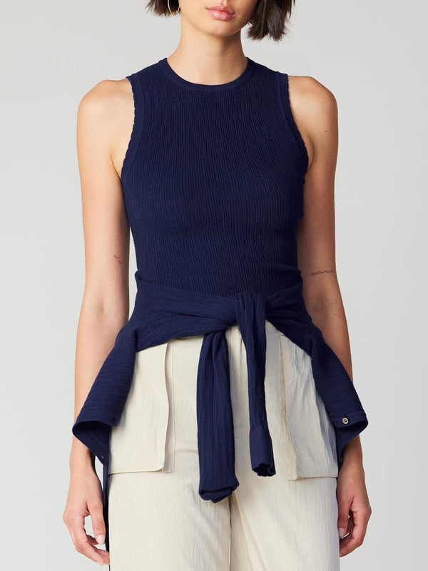 Cardigan & Sleeveless Cami Set (Navy, Powder Blue)