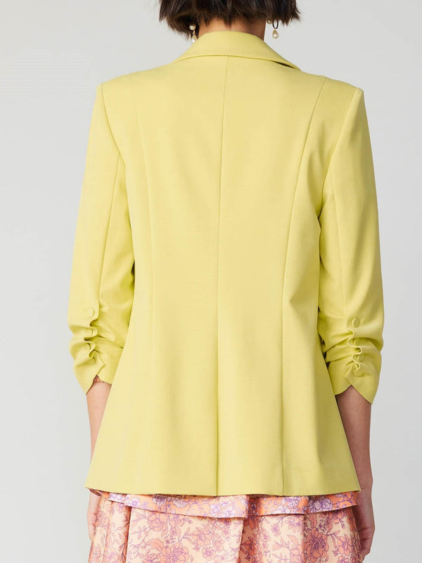 Lemon Sherbet Blazer With Folded Sleeve