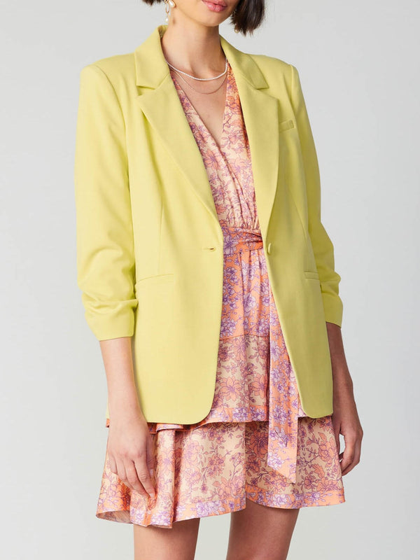 Lemon Sherbet Blazer With Folded Sleeve