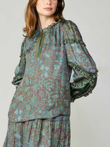 Paisley Print Ruffle Detail Blouse