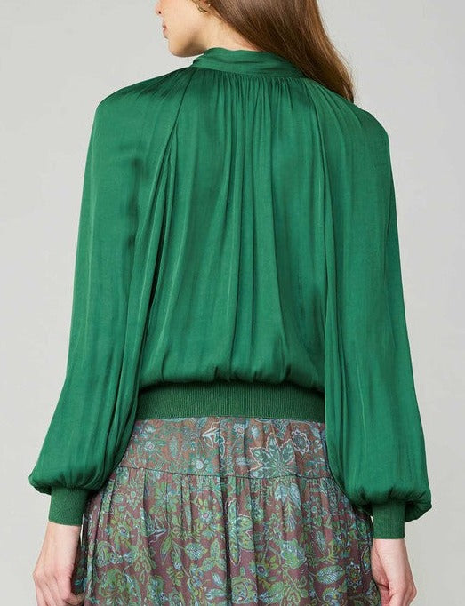 Emerald Green Ribbon Tie Blouse