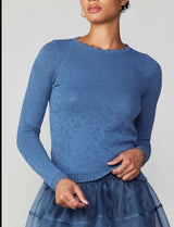 Scalloped Neck Textural Knit Sweater