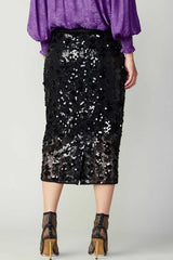 Black Sequin Midi Skirt