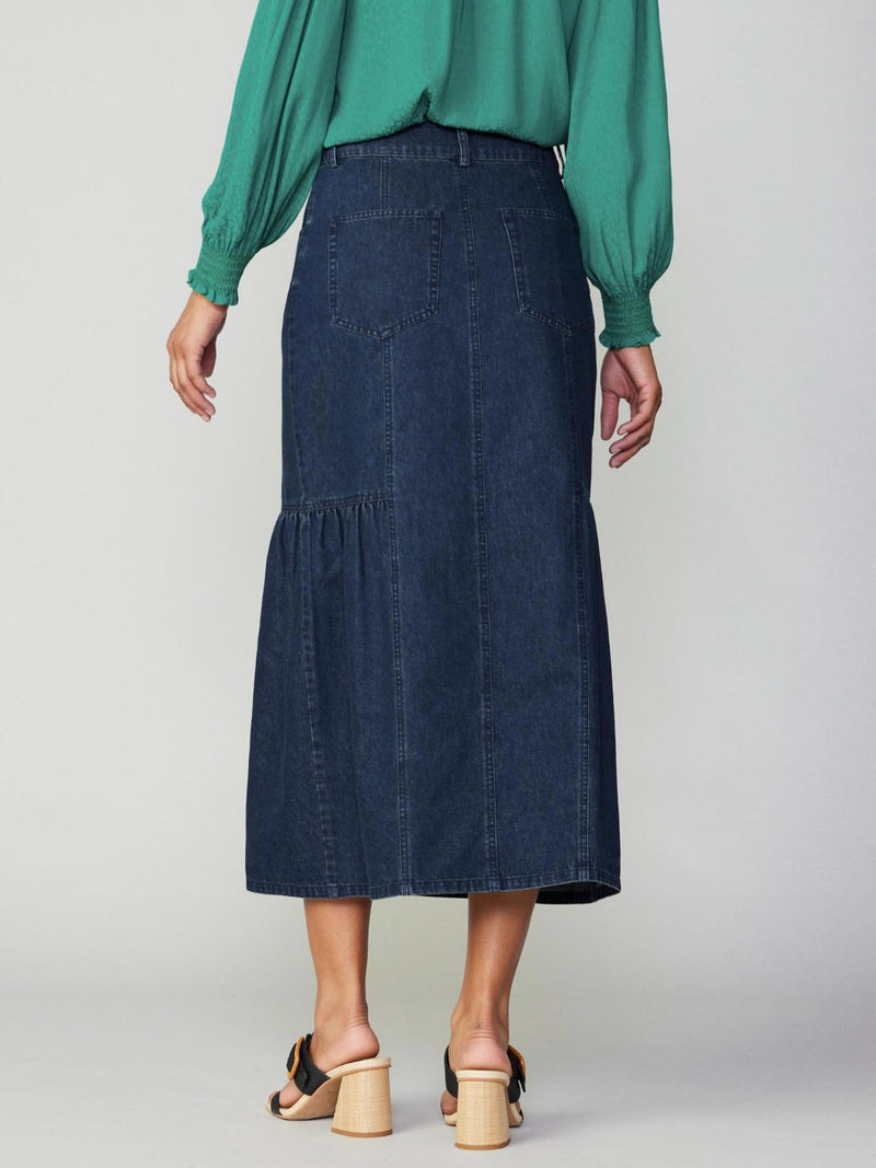 Indigo Denim Midi Skirt (Up to XL)