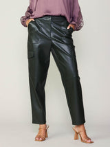 High Rise Leather Trouser (Brown, Dark Green)