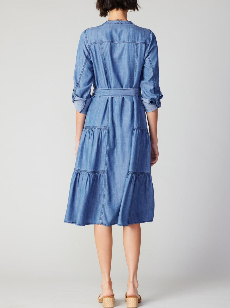 Chambray Button Down Midi Dress