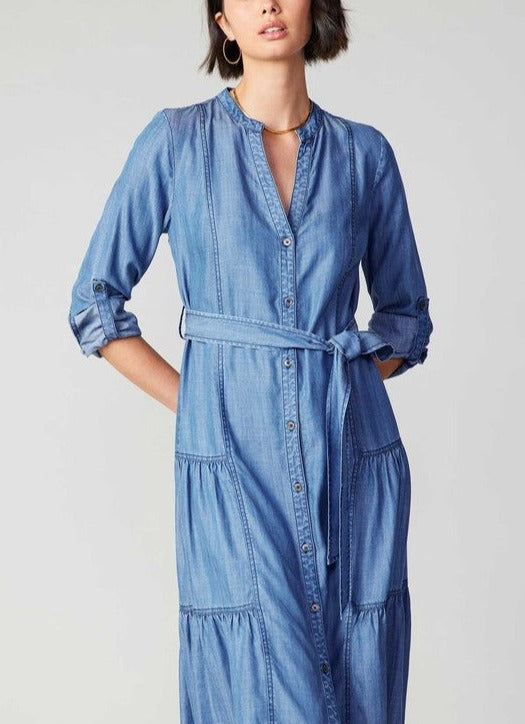 Chambray Button Down Midi Dress