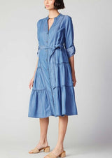 Chambray Button Down Midi Dress