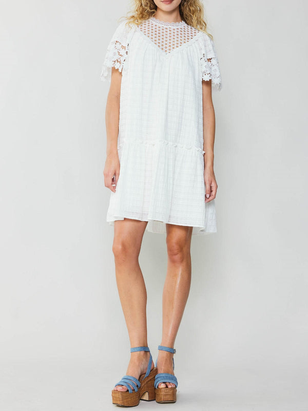 Contrast Lace Detail One Tier Dress