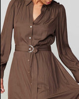 Button Down Shirt Dress With Self Tie (Up To XL)