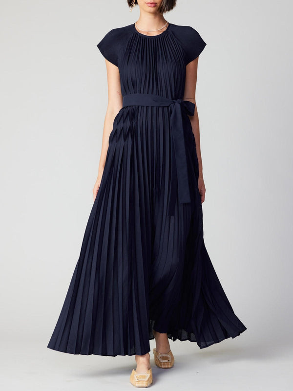 Fluttered Maxi Pleated Dress