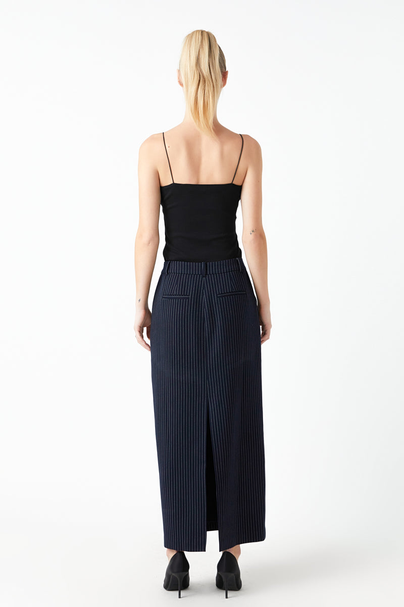 Mid Waisted Striped Maxi Skirt