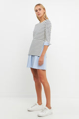 Striped Knit & Oxford Combo Dress