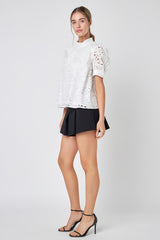 Broderie Anglaise Puff Sleeve Top