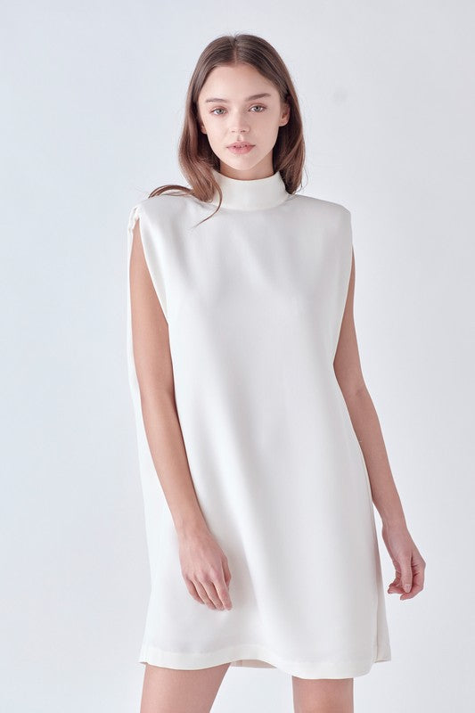 Mock Neck Sleeveless Shift Dress