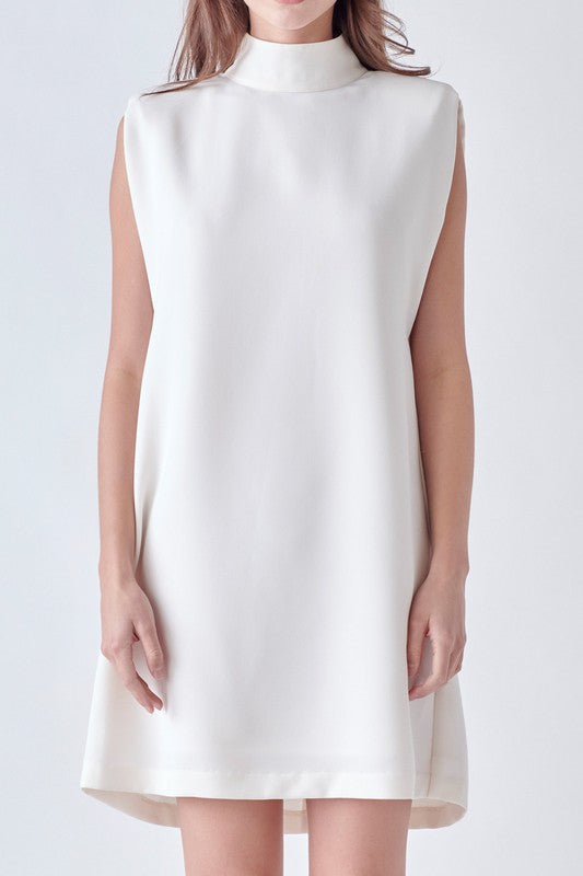 Mock Neck Sleeveless Shift Dress