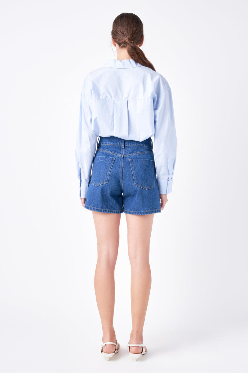 Buttoned Denim Shorts