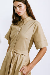 Shirt Collar Midi Dress