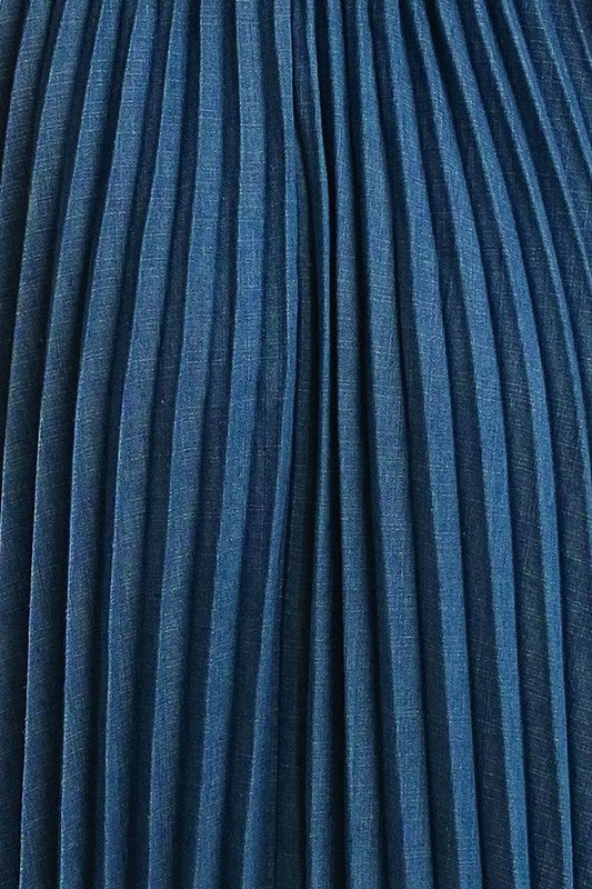 Woven Belted Pleated Dress