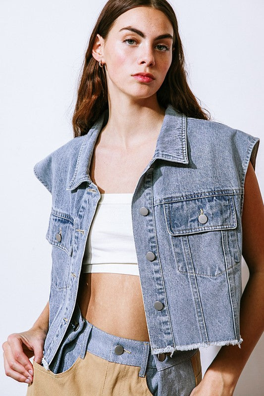 Washed Denim Vest