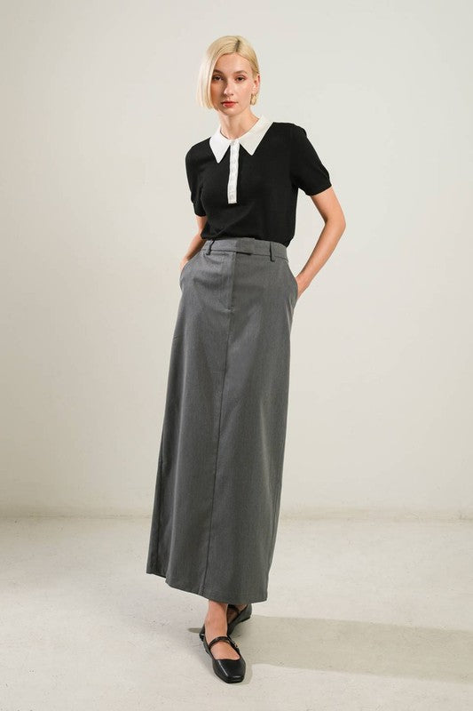 Charcoal Solid Woven Skirt