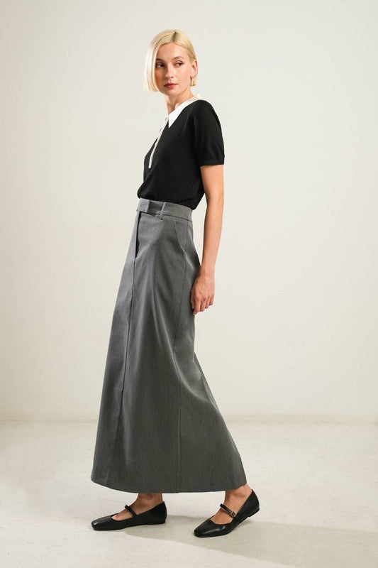 Charcoal Solid Woven Skirt