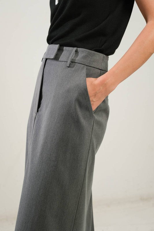 Charcoal Solid Woven Skirt