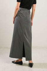 Charcoal Solid Woven Skirt