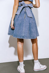 Washed Denim Midi Skirt