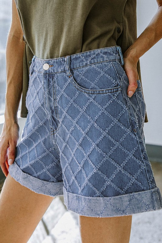 Textured Denim Short