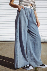 Contrast Waistband Denim Pant