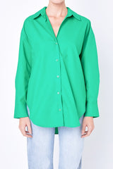 Oversize Collared Shirt (Green & Bubblegum Pink)