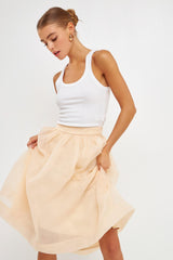 Organza A-Line Midi Skirt