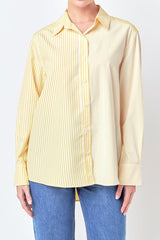 Stripe Color Block Shirts (Lilac, Yellow)