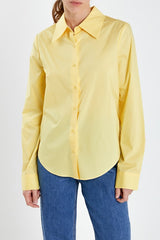 Accent Collar Poplin Dress Shirt (Creamy Yellow, Fuchsia)