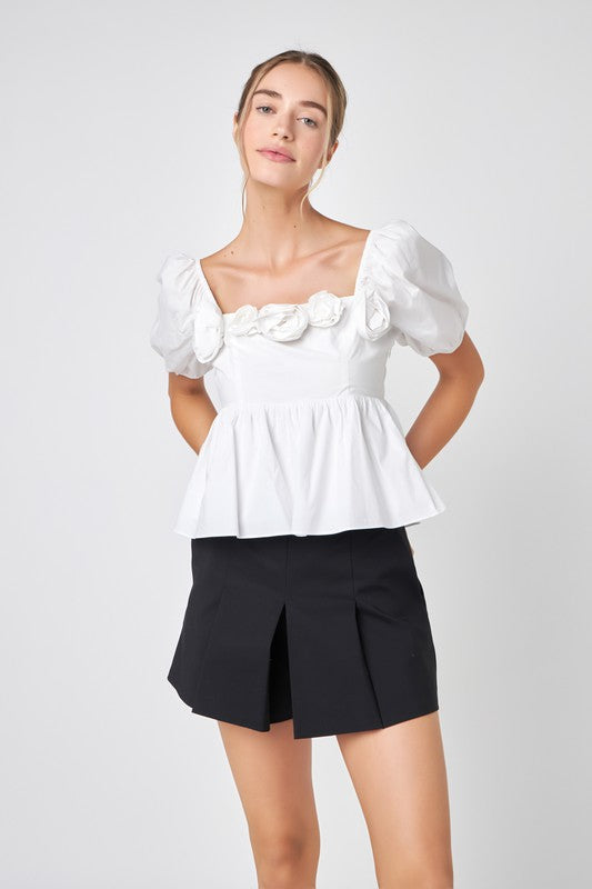 Poplin Corsage Top