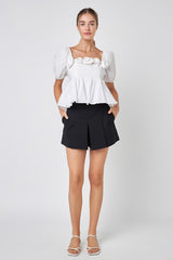 Poplin Corsage Top