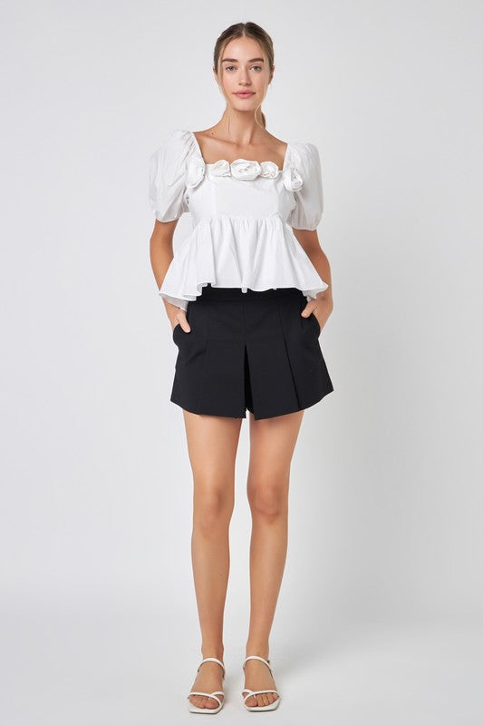 Poplin Corsage Top