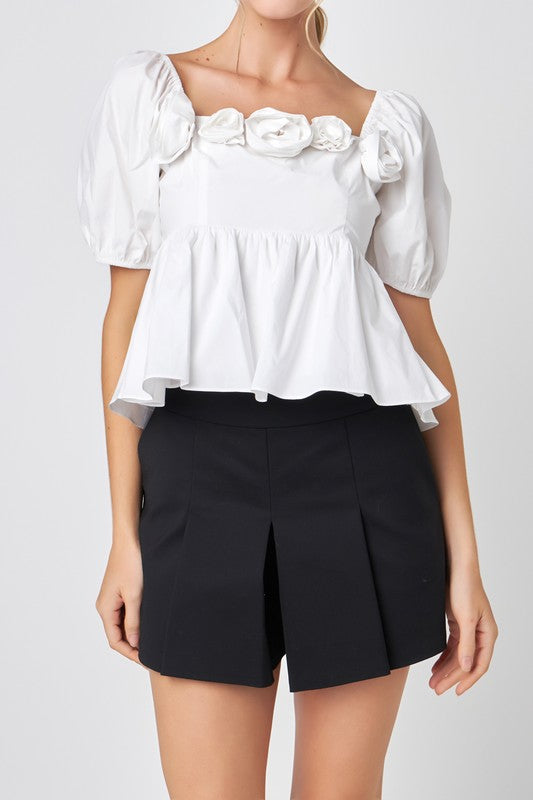 Poplin Corsage Top