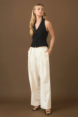 Front Pleat Wide Trousers